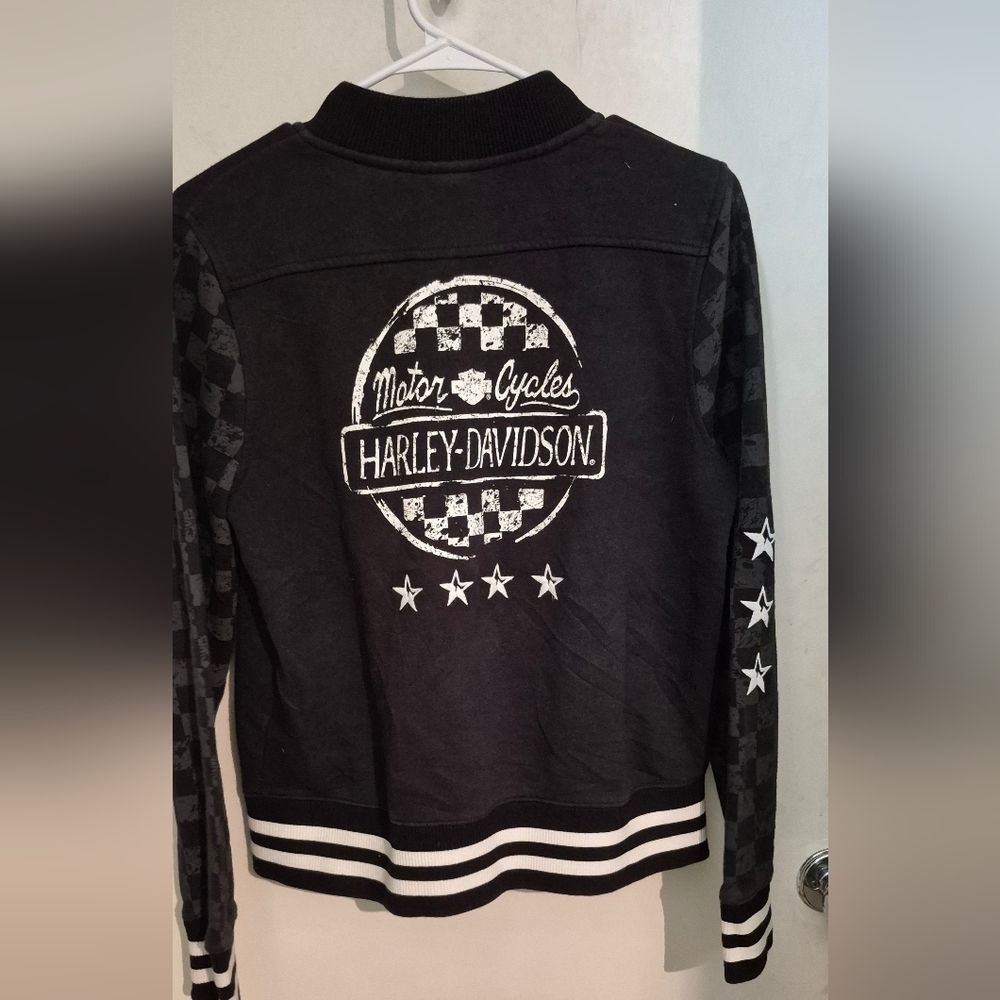 Harley-Davidson Women's Black and White Varsity Jacket Sz.M
